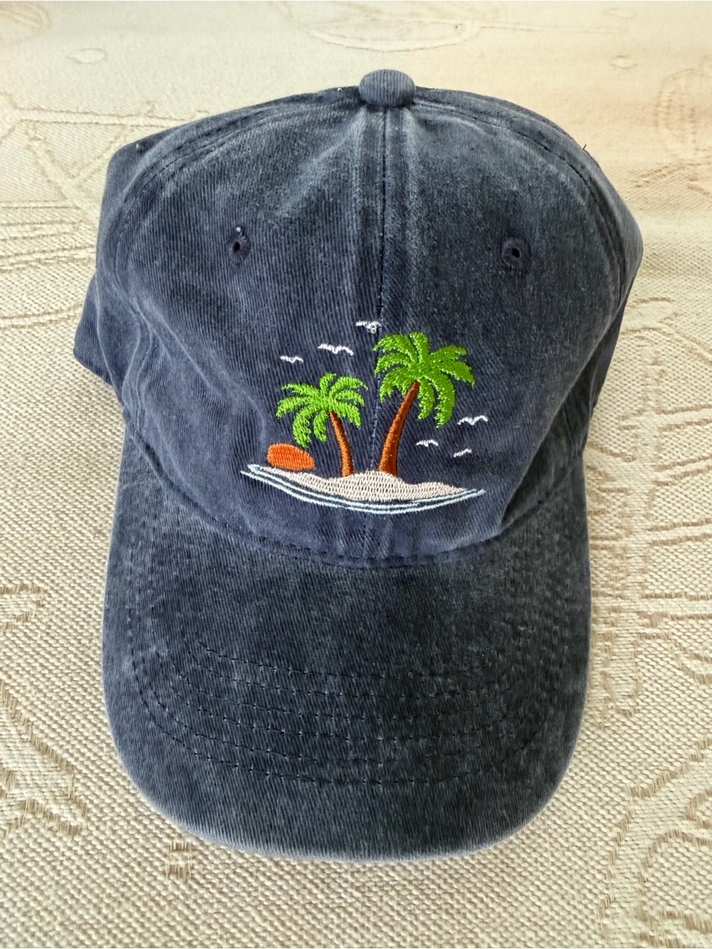 Women’s Navy Embroidered Palm Tree Baseball Cap